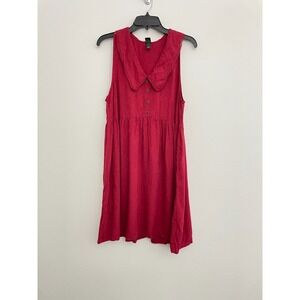 Wild Fable Dress Women M Red Mini V Neck Boho Shift Academia Coquette Sailor